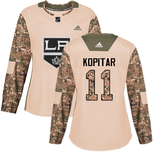 Adidas Kings #11 Anze Kopitar Camo Authentic Veterans Day Women's Stitched NHL Jersey